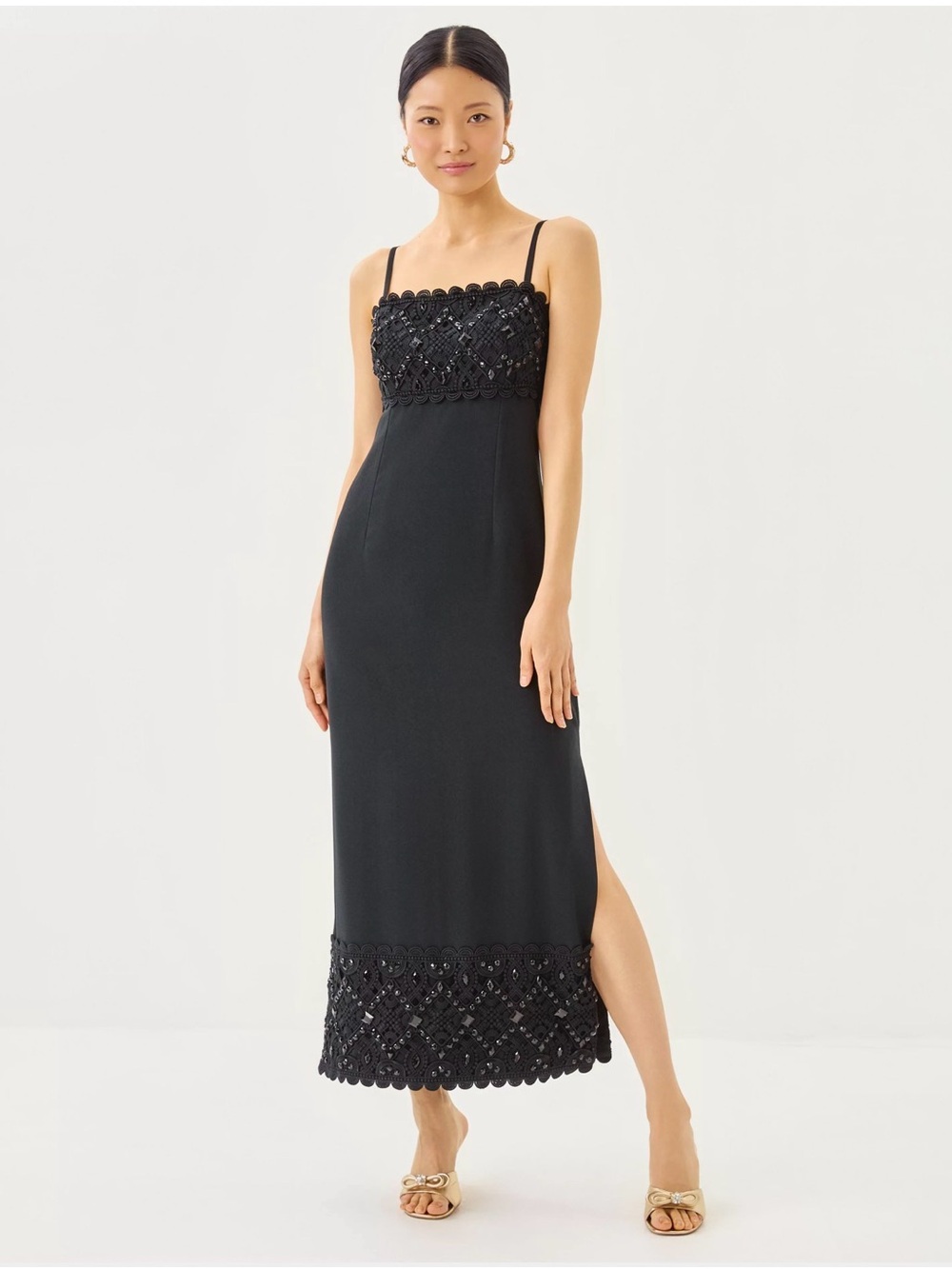 NEW LILLY PULITZER Vena Maxi Dress Noir Black Size 12 NWT